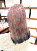 ダブルカラーピンクカラーインナーカラーベージュカラーブリーチ