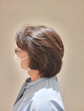 松本平太郎美容室 国立店 40代50代×ショートレイヤー×パーマ×イノアカラー×ハイライト