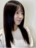黒髪ストレートロングレイヤーミディアム髪質改善ストレートヘア