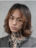 渋谷ツイストスパイラルパーマメンズカットメンズミディアムボブ
