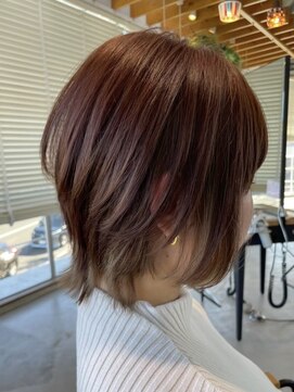 グランデュール 東静岡池田店(GRANDEUR) ボブウルフピンクベージュヘア