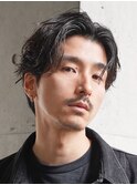 天神メンズパーマフェザーパーマシャドウパーマセンターパート