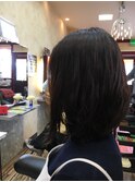 パーマ風前下りボブ