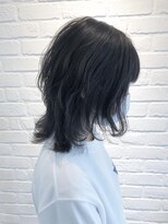 デイジー インデックスヘア 大島店(DAISY index hair) ウルフカット ネイビーカラー ウルフレイヤー くびれ イメチェン