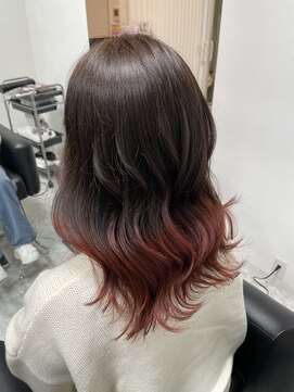 パ ドゥ プロン(Pas de plan) グラデーションカラー　レッド