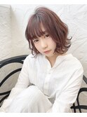 ピンクブラウン×ボブ