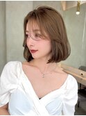 韓国風ボブ顔周りレイヤーカットチョコレートブラウン髪質改善
