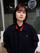 オーオシカシカスペース(OOO YY Space)&nbsp;ブリーチなしボルドーカラー×ワイドバングウルフ