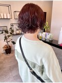 チェリーピンクカラーブリーチなしカラーショート20代30代40代