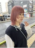 コーラルピンク×レイヤーボブ