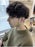 パーマ/サーフカール/スパイキーショート/ブルーブラック