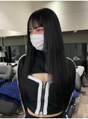 小顔韓国ブルーブラックレイヤーカット前髪カットシールエクステ