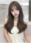 暗髪 ロング ストレート ブリーチカラー うる艶 美髪