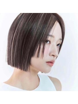 ジュノヘアージャパン 表参道(JUNO HAIR JAPAN) 韓国ヘア タッセルボブ ハイライト グレージュ 縮毛矯正 前髪