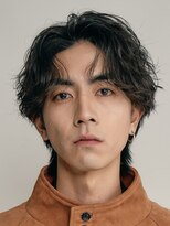 フィフス 渋谷(fifth)&nbsp;渋谷大人波巻きパーマメンズカットセンターパートウルフ緩め長め