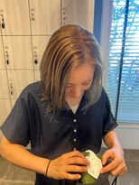 アース いわき店(HAIR&MAKE EARTH)&nbsp;透明感グレージュ × 切りっぱなしボブ