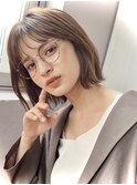 暖色カラー×ロブ×シースルーバング×フレンチガーリー