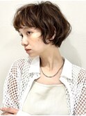 ショートパーマ/ショートボブ/チョコレートブラウン