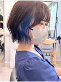 イヤリングカラーインナーカラーボブ20代30代