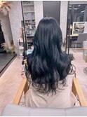 黒髪/前髪パーマ/グレーベージュ/レイヤーロング/インナーカラー