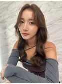 簡単スタイリングヘアセンターパートゆるふわロングハイレイヤー