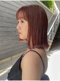 切りっぱなしボブタッセルボブワンカール外ハネ暖色カラー前髪