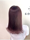切りっぱなしミディアム×ピンクグラデーション