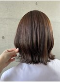 暗髪オレンジブラウン 大人可愛い外ハネショート