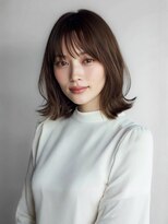 ビューティシモ 川越(Beautissimo) 外ハネミディ 顔周りレイヤー ココアベージュ 艶髪 前髪カット