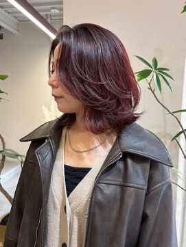マセナ(Masena) 韓国風レイヤーボブ/ディープレッド/大人レイヤー