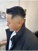 メンズカットフェードスキンフェードハードパート七三分け