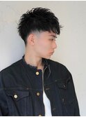 縦落ちシャドウパーマ刈り上げフェードヘッドスパ眉毛カット黒髪