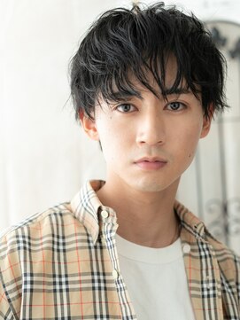 トニーアンドガイメン ホテル京阪仙台店(TONI&GUY MEN) 20代30代ブラック短髪カジュアルダウンバング束感ショートh仙台