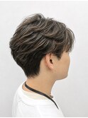 刈り上げセンターパートニュアンスパーマ30代40代大人メンズ