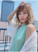 小顔前下がり外ハネボブアッシュベージュ☆