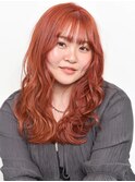 暖かみのあるオレンジレッド暖色カラーで可愛い女の子hair