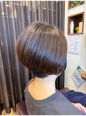 大人可愛い立体感ひし形束感ショート☆透明感グレージュカラー