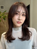 ノイカーム(noi Calm) 顔周りレイヤーカットくびれヘアミルクティーベージュカラー