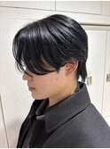 メンズ毛流れカット   ブルーブラック  韓国風ヘア
