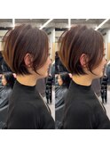 大人可愛い20代30代40代黒髪前下がりショートボブ丸みショート◎