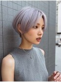 前髪小顔ハイトーンカラー大人ショートボブヘア20代30代40代