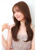 ロングレイヤー韓国くびれヘアブリーチなしベージュ