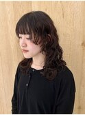 ロングパーマ顔まわりレイヤー