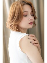 カバーヘア ブリス 志木南口駅前店(COVER HAIR bliss) アプリコットオレンジAライン抜け感かきあげボブY志木20代30代