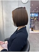 イメチェン外ハネボブ美髪ワイドバングミディアム縮毛矯正ボブ