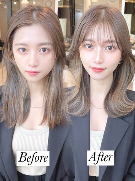 ミラリー トウキョウ(Mirareee Tokyo) 20代30代40代◎前髪パーマ韓国風巻きくすみベージュお団子ヘア