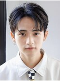 韓国マッシュフェザーパーマニュアンスパーマセンターパート黒髪
