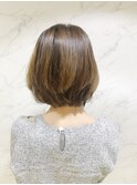 縮毛矯正＋デジタルパーマでふんわりワンカール前下がりボブ