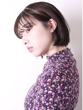 ヨファヘアー 岡本店(YOFA hair) 大人可愛い似合わせ美髪切りっぱなしボブピンクブラウン0301