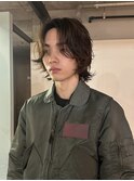 メンズボブウルフメンズミディアムレイヤーカットメンズウルフ